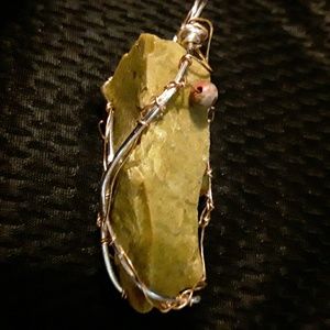 Green Opal hand wire wrapped pendant